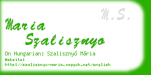 maria szalisznyo business card